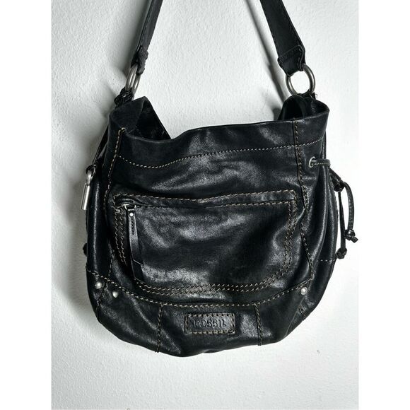 Fossil Leather Shoulder Bag Black 137638 See Description - Picture 1 of 16